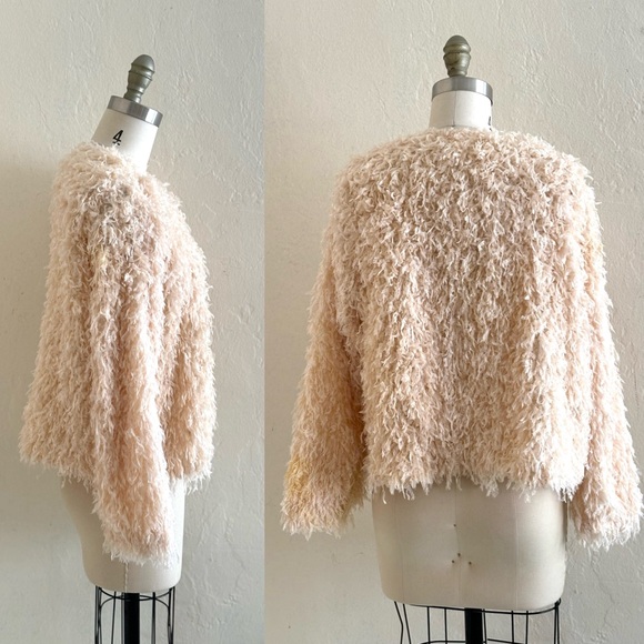Shaggy cream cardigan bohemian festival jacket size s|m - Picture 2 of 10